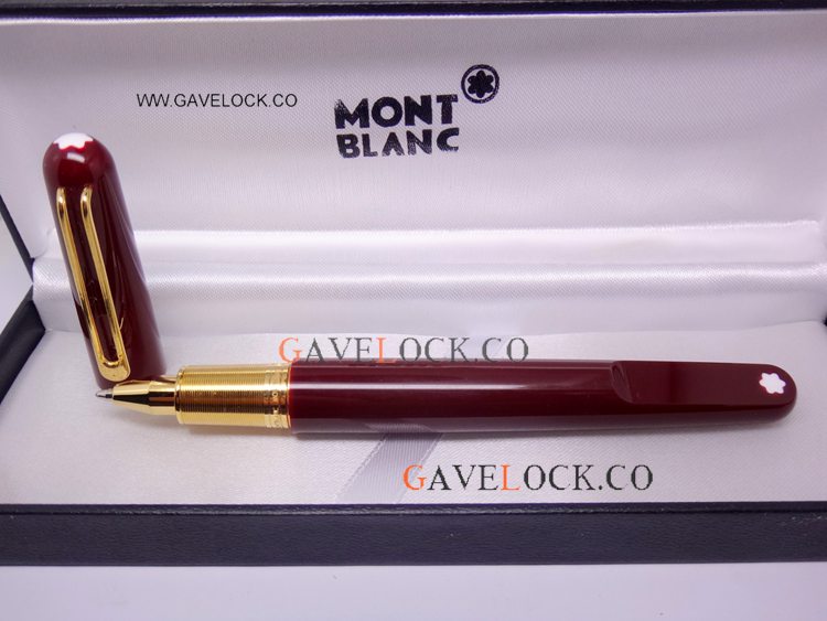 Copy Montblanc Marc Red Rollerball - Yellow Gold Clip Copy Montblanc Marc Red Rollerball - Yellow Gold Clip